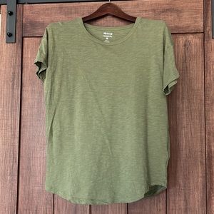 Madewell Whisper Crew Neck Tee in Olive Green Size Large